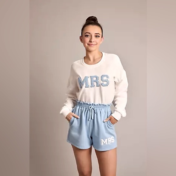 Blue 'MRS' Shorts- NWT - Picture 1 of 8